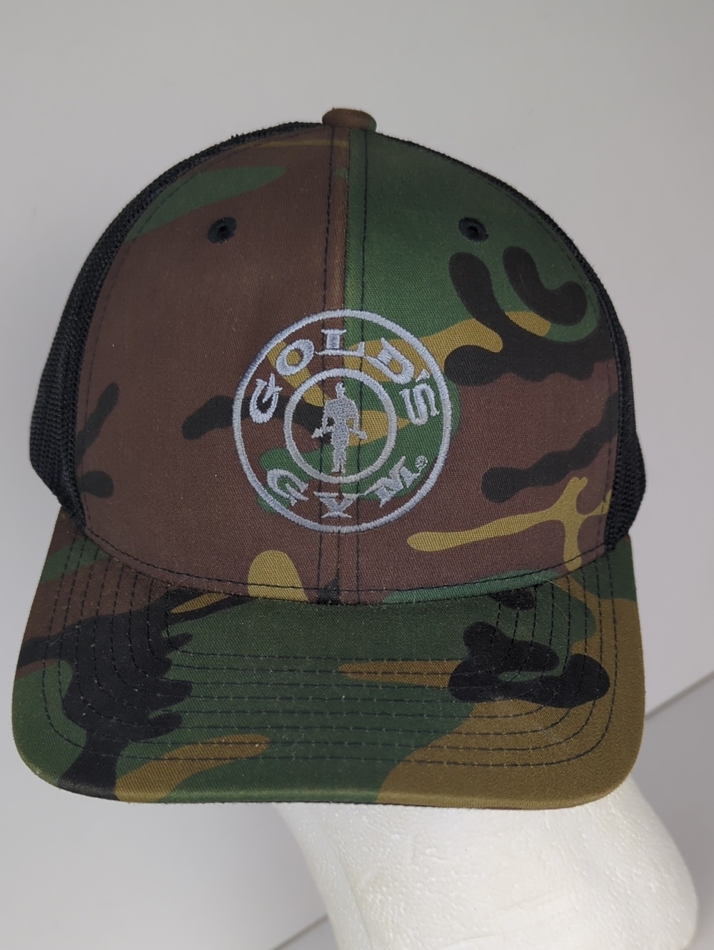 GOLDS GYM Camo Trucker Snapback Hat The Classics By Yupoong